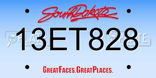 13ET828 South Dakota License Plate