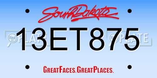 13ET875 South Dakota License Plate