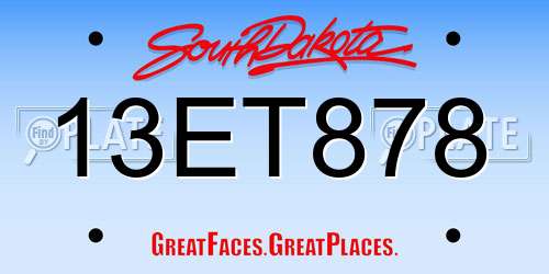 13ET878 South Dakota License Plate