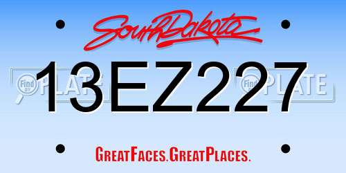 13EZ227 South Dakota License Plate