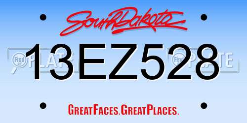 13EZ528 South Dakota License Plate