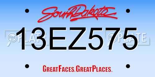 13EZ575 South Dakota License Plate