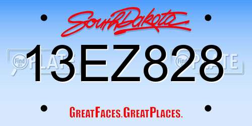 13EZ828 South Dakota License Plate