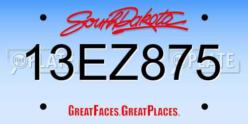 13EZ875 South Dakota License Plate
