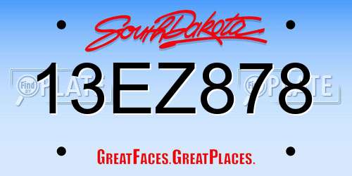 13EZ878 South Dakota License Plate