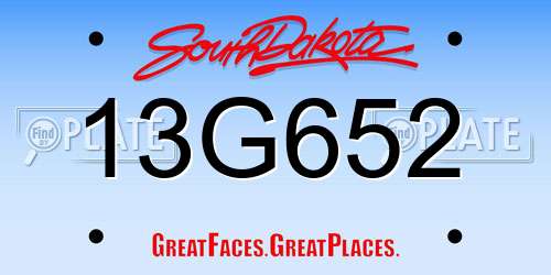 13G652 South Dakota License Plate