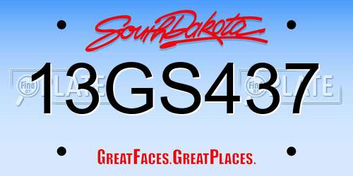 13GS437 South Dakota License Plate