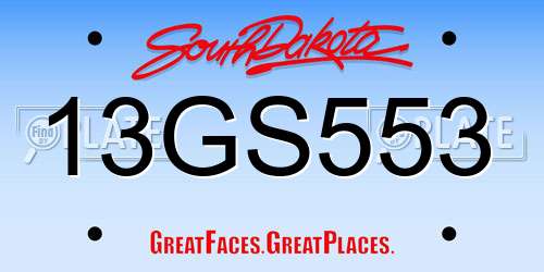 13GS553 South Dakota License Plate