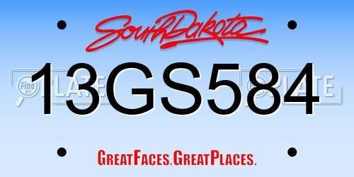 13GS584 South Dakota License Plate