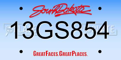 13GS854 South Dakota License Plate