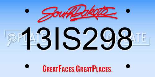 13IS298 South Dakota License Plate