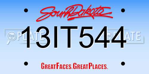 13IT544 South Dakota License Plate
