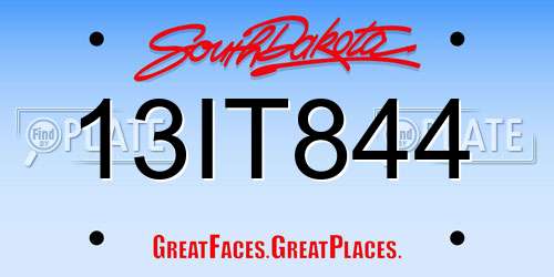 13IT844 South Dakota License Plate