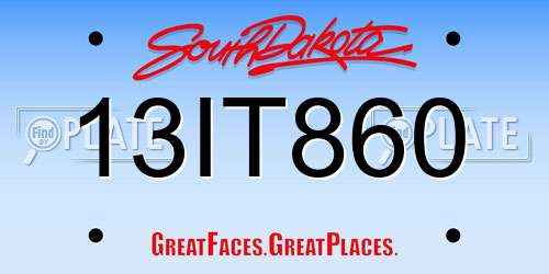 13IT860 South Dakota License Plate