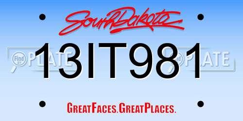 13IT981 South Dakota License Plate