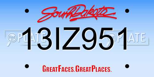 13IZ951 South Dakota License Plate