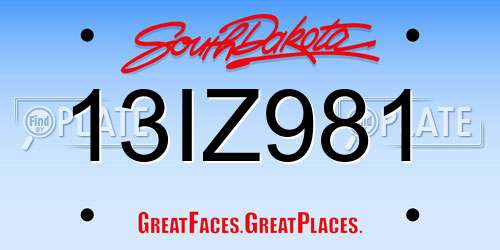 13IZ981 South Dakota License Plate