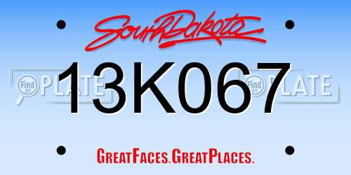 13K067 South Dakota License Plate