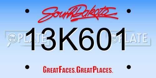 13K601 South Dakota License Plate