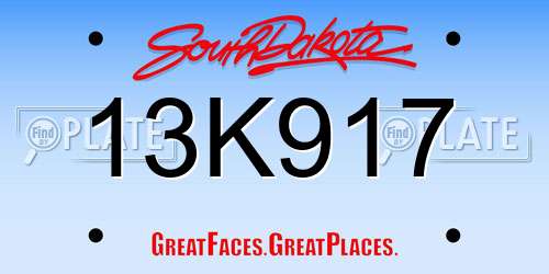 13K917 South Dakota License Plate
