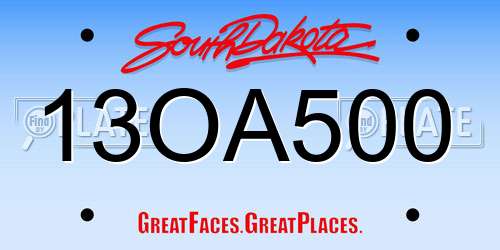 13OA500 South Dakota License Plate