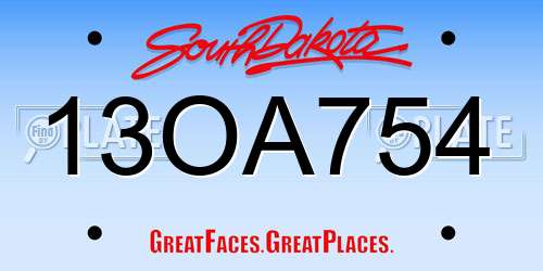 13OA754 South Dakota License Plate