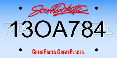 13OA784 South Dakota License Plate