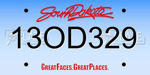 13OD329 South Dakota License Plate