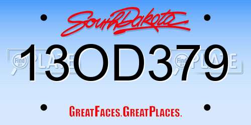 13OD379 South Dakota License Plate