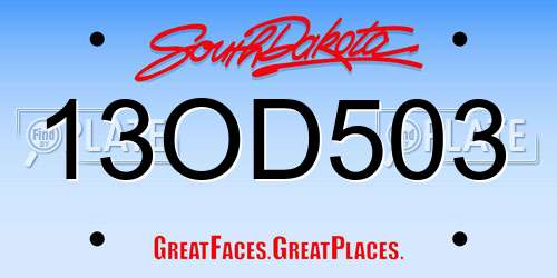 13OD503 South Dakota License Plate