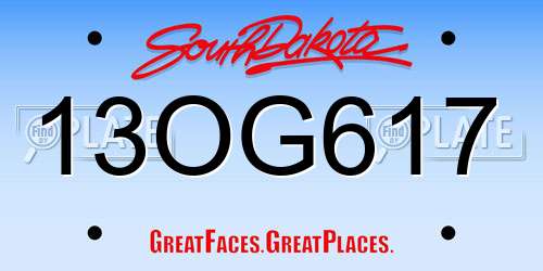 13OG617 South Dakota License Plate