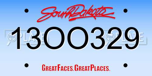 13OO329 South Dakota License Plate