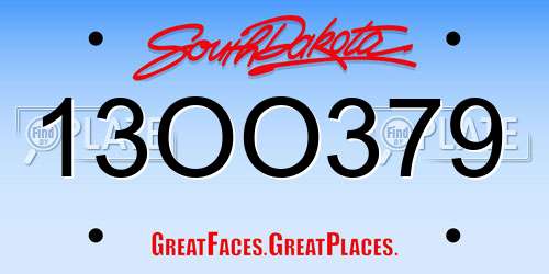 13OO379 South Dakota License Plate