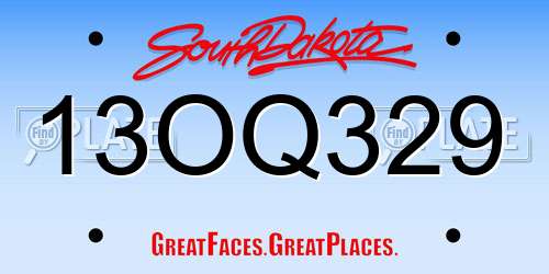 13OQ329 South Dakota License Plate