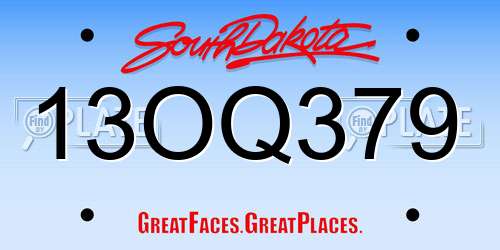 13OQ379 South Dakota License Plate