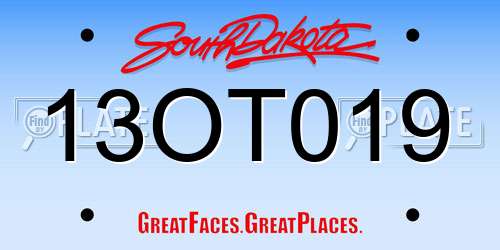 13OT019 South Dakota License Plate