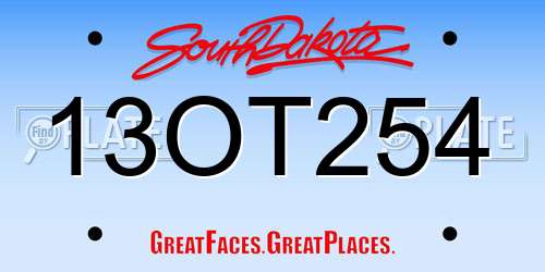 13OT254 South Dakota License Plate