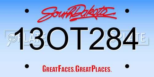 13OT284 South Dakota License Plate
