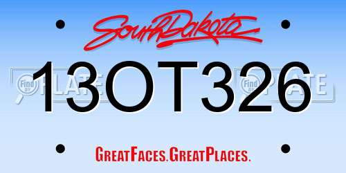 13OT326 South Dakota License Plate