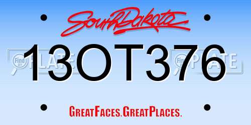13OT376 South Dakota License Plate