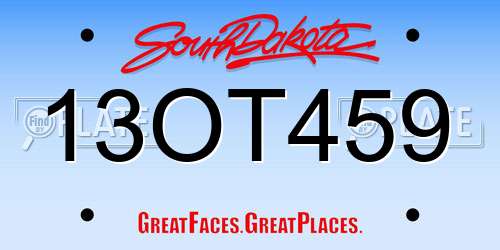 13OT459 South Dakota License Plate