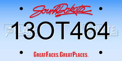 13OT464 South Dakota License Plate