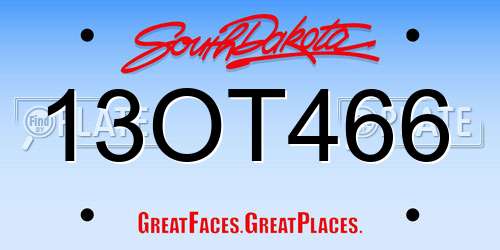 13OT466 South Dakota License Plate