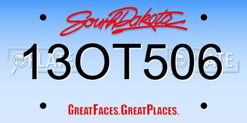 13OT506 South Dakota License Plate