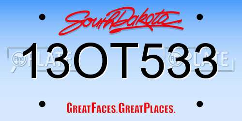 13OT533 South Dakota License Plate