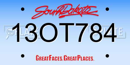 13OT784 South Dakota License Plate