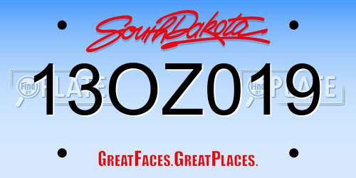 13OZ019 South Dakota License Plate