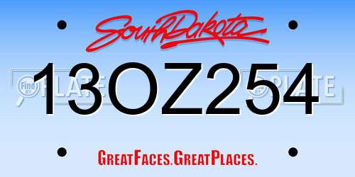 13OZ254 South Dakota License Plate