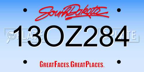 13OZ284 South Dakota License Plate