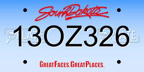 13OZ326 South Dakota License Plate
